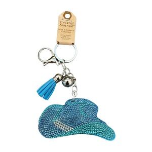 Blue Rhinestone Cowboy Hat‎ Keychain